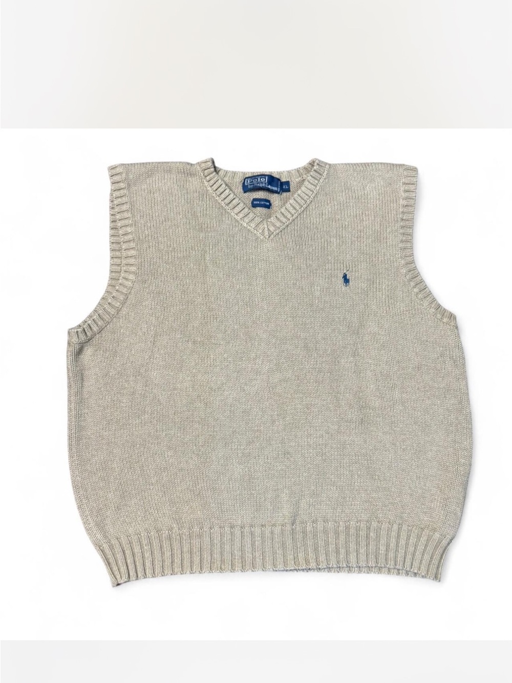 Polo by Ralph Lauren Men's Light Beige V-Neck Sweater Vest